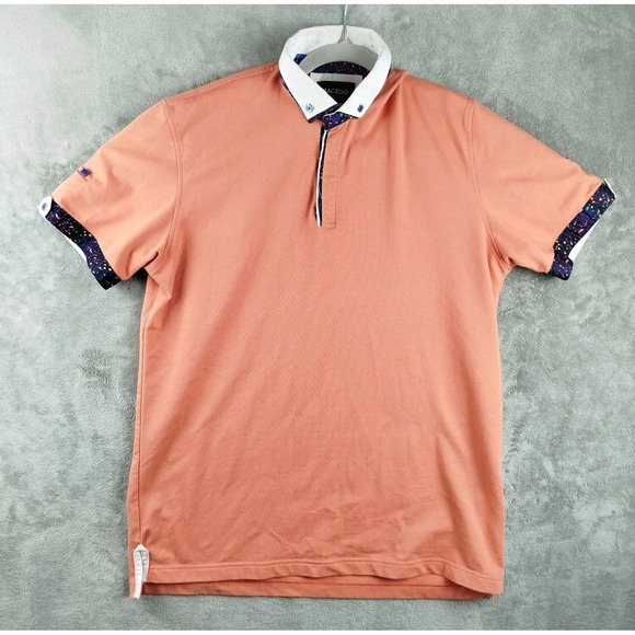 Maceoo Other - Maceoo Mozart Solid Coral Pique Polo Shirt Mens Size Large Short Sleeve